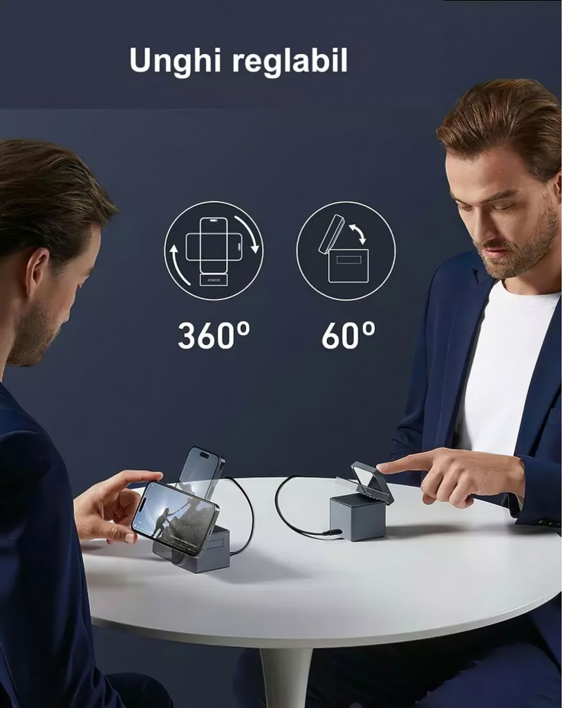 Anker 3-i-1 Cube trådløs lader 15W – svart