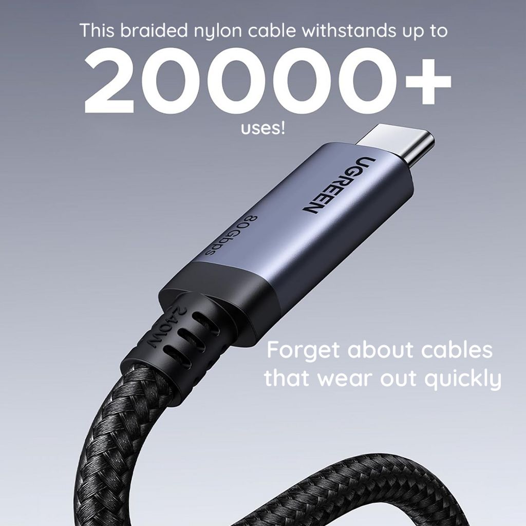 UGREEN L706 USB-C till USB-C kabel 240W, 5A, 1m – svart