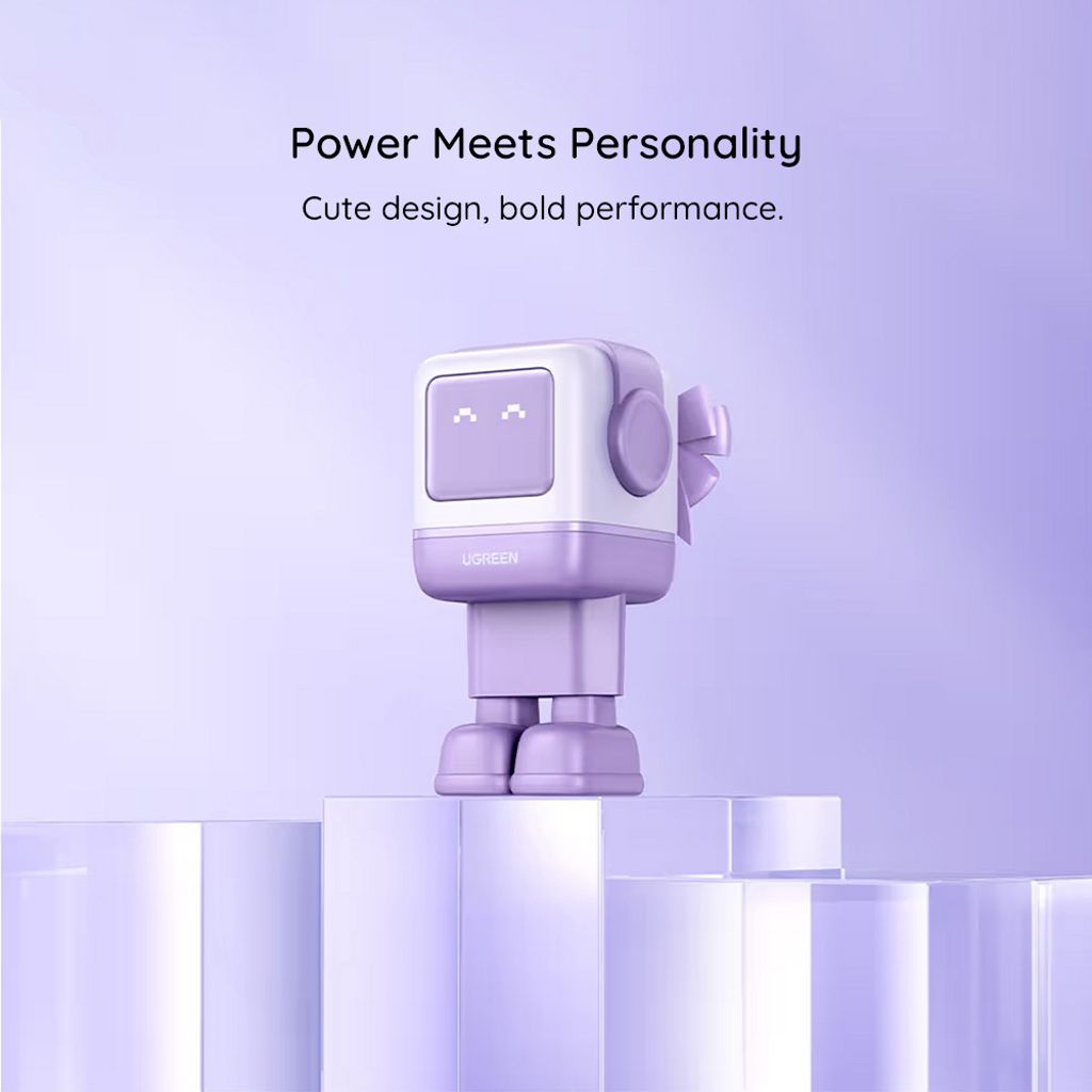 UGREEN Uno GaN Vegglader 65W PD USB-C/USB-A – Lilla