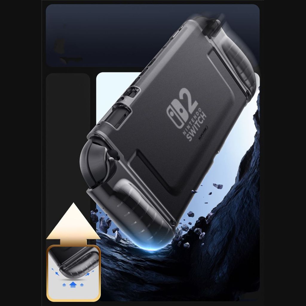 Supcase Crystal cover til Nintendo Switch 2 - Gennemsigtig Sort