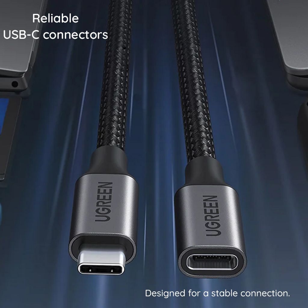 Ugreen US372 USB-C forlengelseskabel 1m – svart