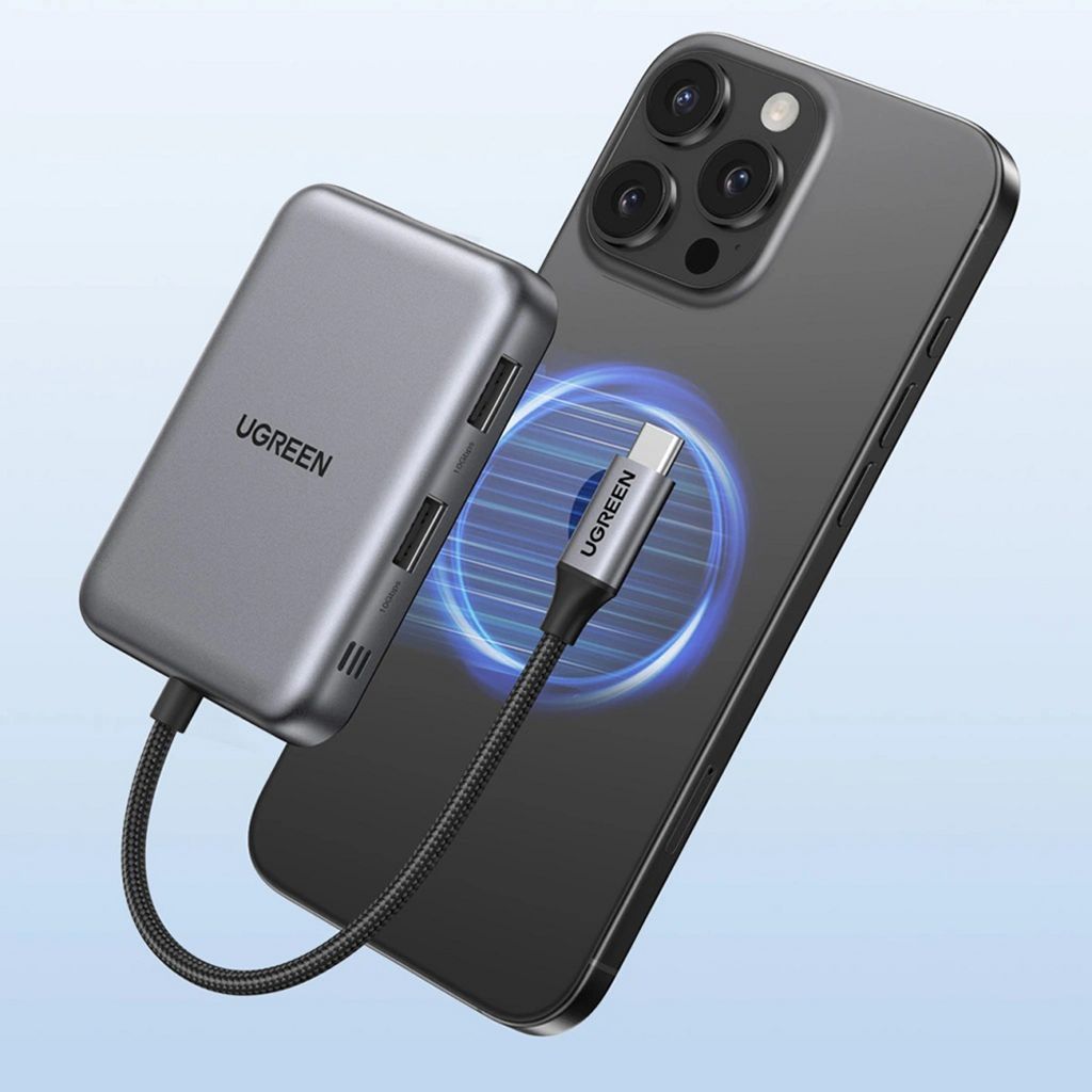 Ugreen CM896 USB-C-keskitin HDMI / USB-C / 2x USB / 1x SD / 1x TF -liitännällä - harmaa