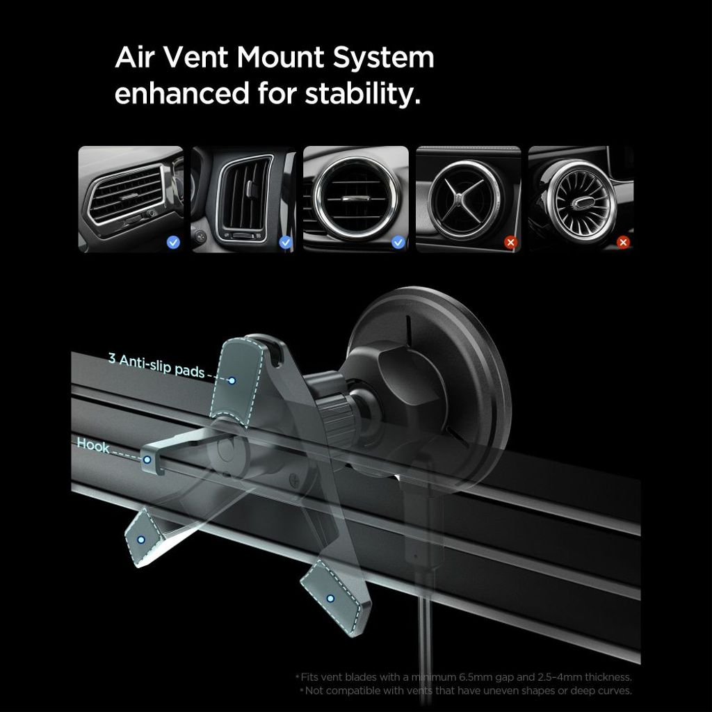 Spigen EV15MAQ Essential Qi2 MagSafe Telefonhållare Bil – Svart
