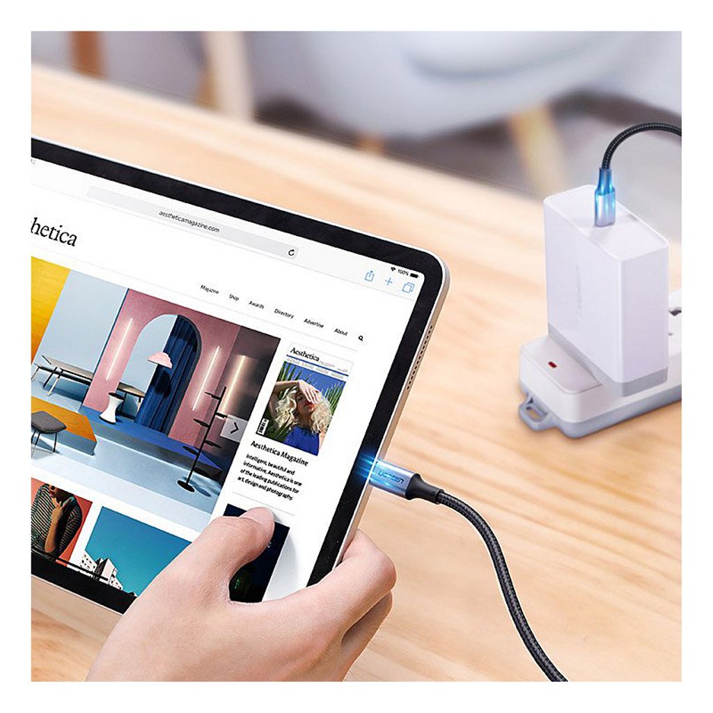 UGREEN US316 USB-C till USB-C kabel 100W, 5A, 2m – Grå