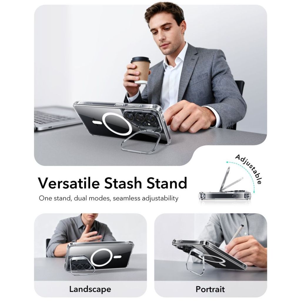 ESR Classic Hybrid Kickstand MagSafe Cover til Samsung Galaxy S26 Ultra - Gennemsigtig