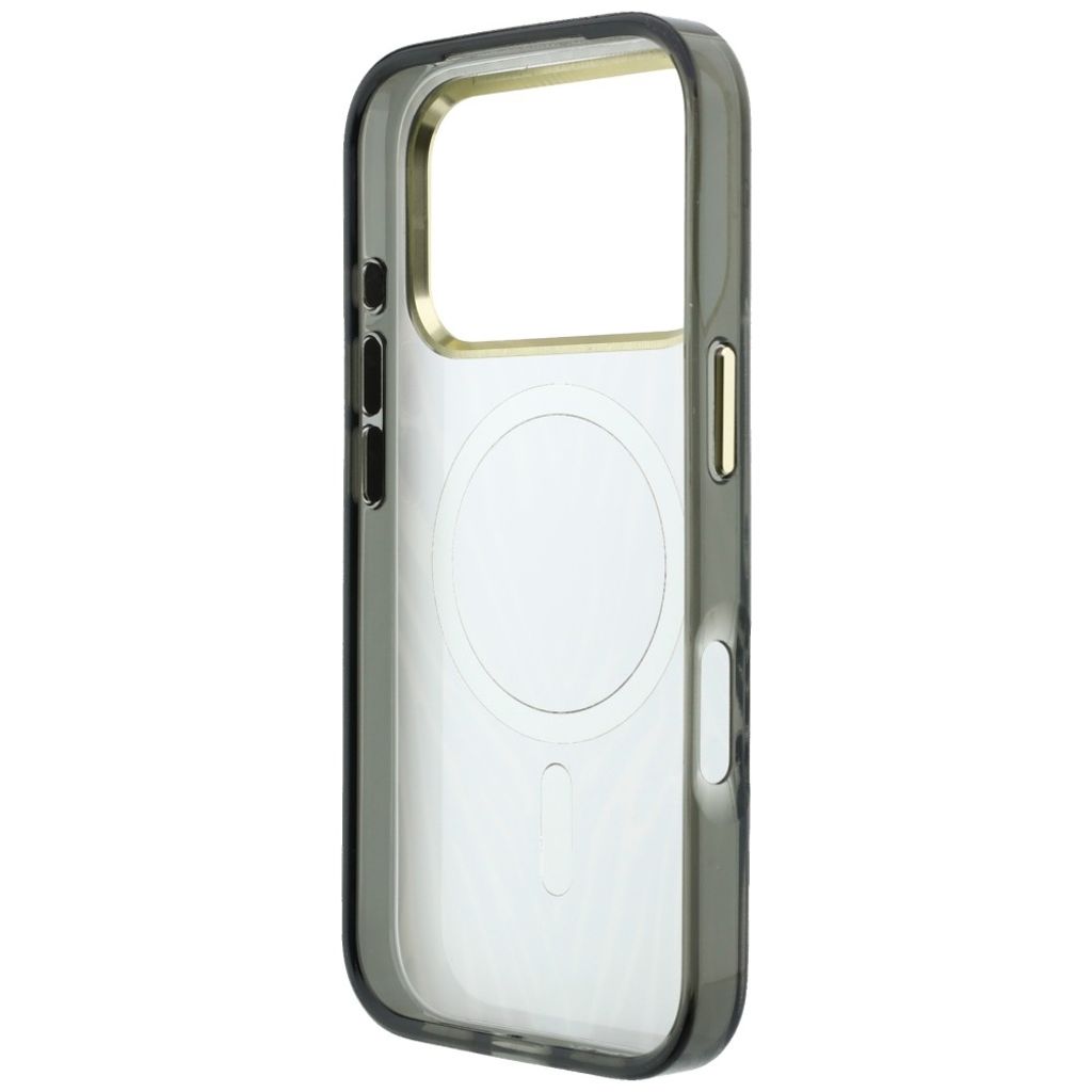 Guess IML Zebra Glitter Triangle Logo MagSafe -kuori  iPhone 18 Pro/17 Pro:lle - Hopea