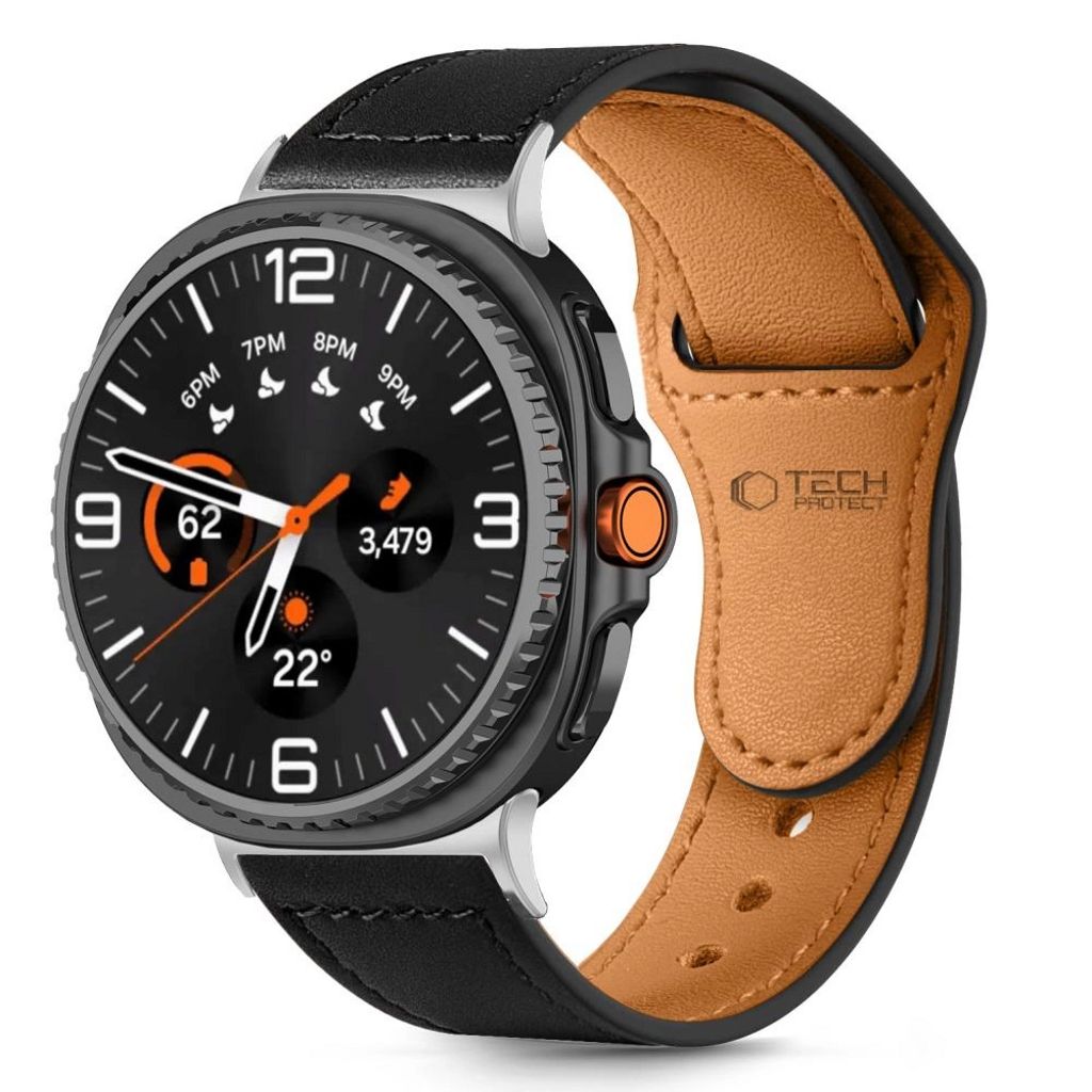 Tech-Protect Leatherfit Klockarmband Samsung Galaxy Watch 8 / 8 Classic - Svart