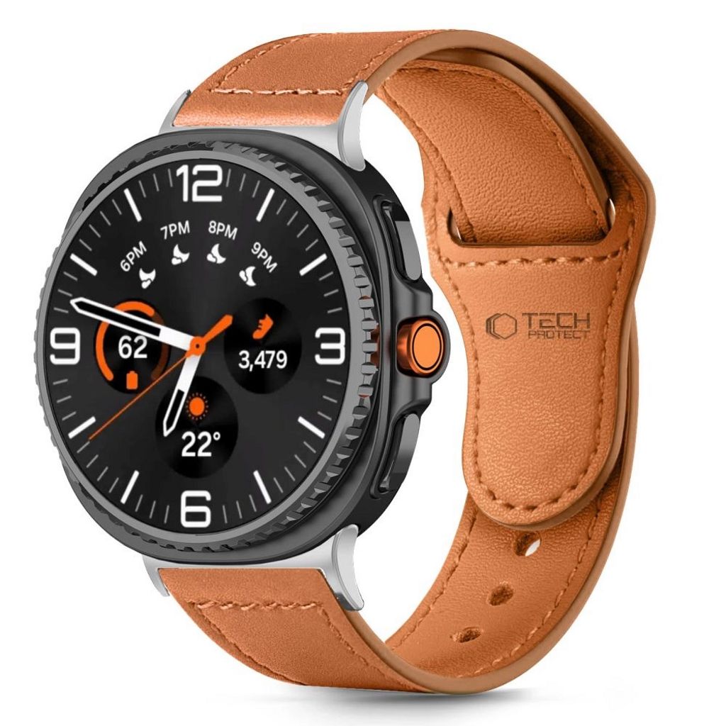 Tech-Protect Leatherfit Klockarmband Samsung Galaxy Watch 8 / 8 Classic - Brun
