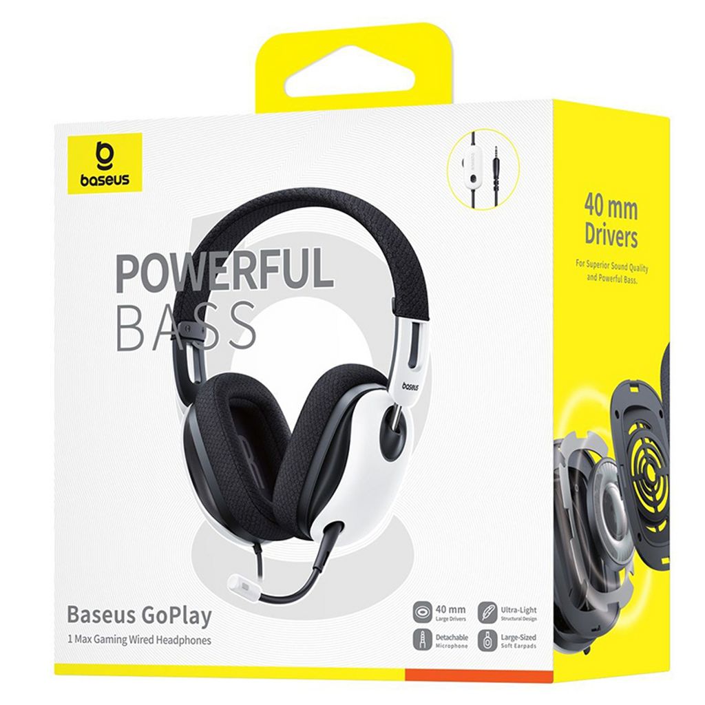 Baseus GoPlay 1 Max Kablet Gaming Headset 3,5mm – Hvid