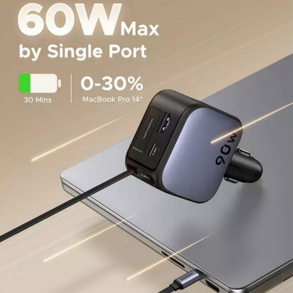 UGREEN Billader 90W, 6.1A, USB-A/USB-C med USB-C-kabel - Grå