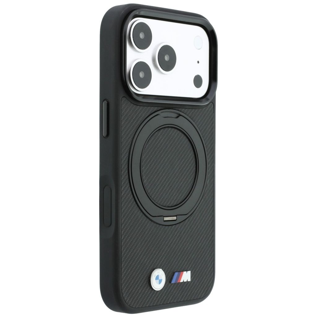 BMW Kevlar Ring Stand 360 MagSafe -kuori till iPhone 18 Pro Max/17 Pro Max - Musta