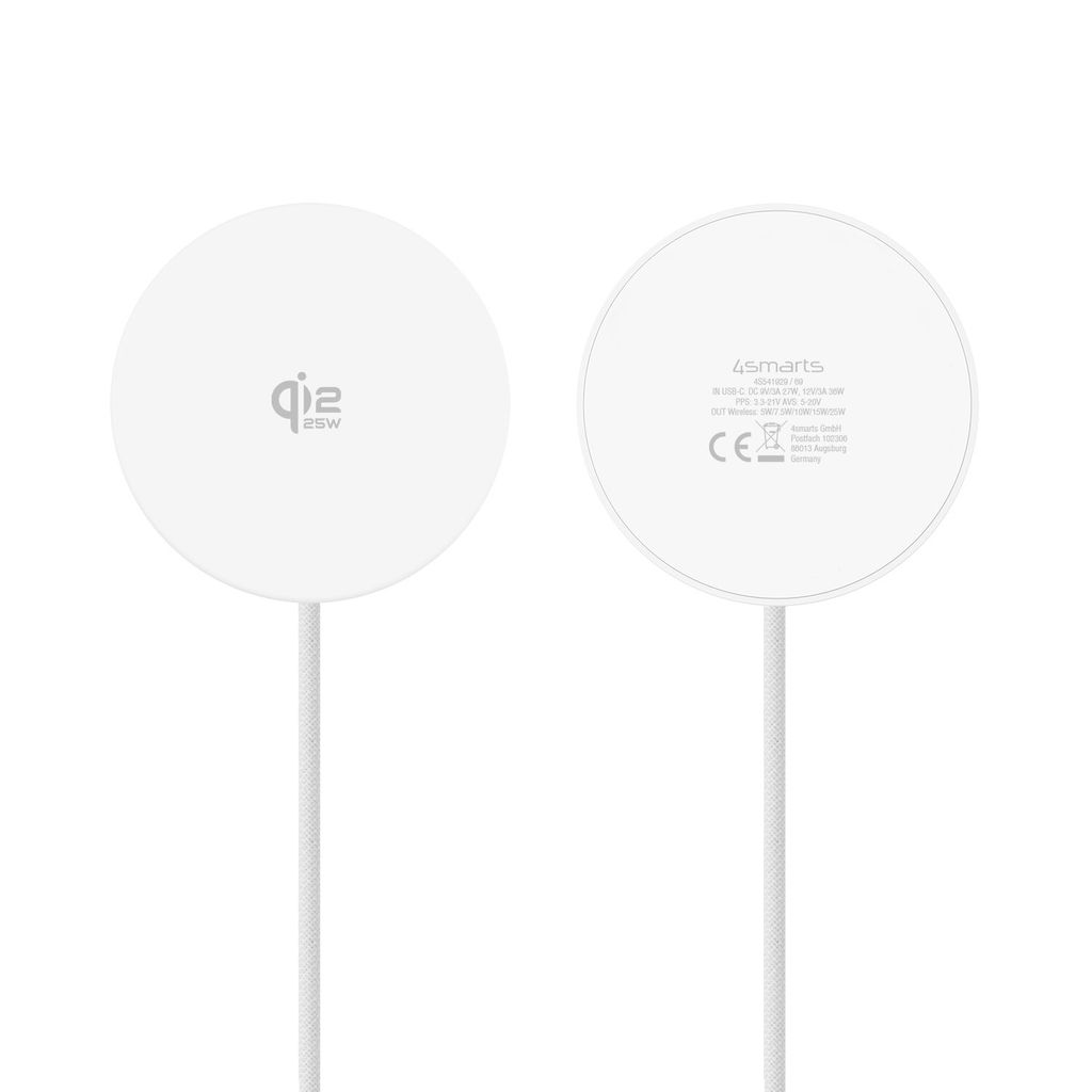 4Smarts Qi2 25W Trådløs Oplader MagSafe 1.2m – Hvid