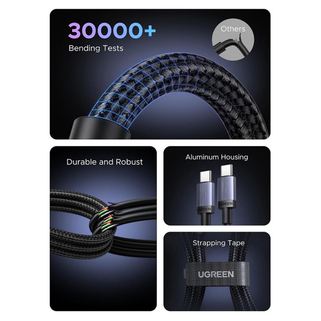 Ugreen L532 USB-C till USB-C-kabel 240W, 0.5m – Grå