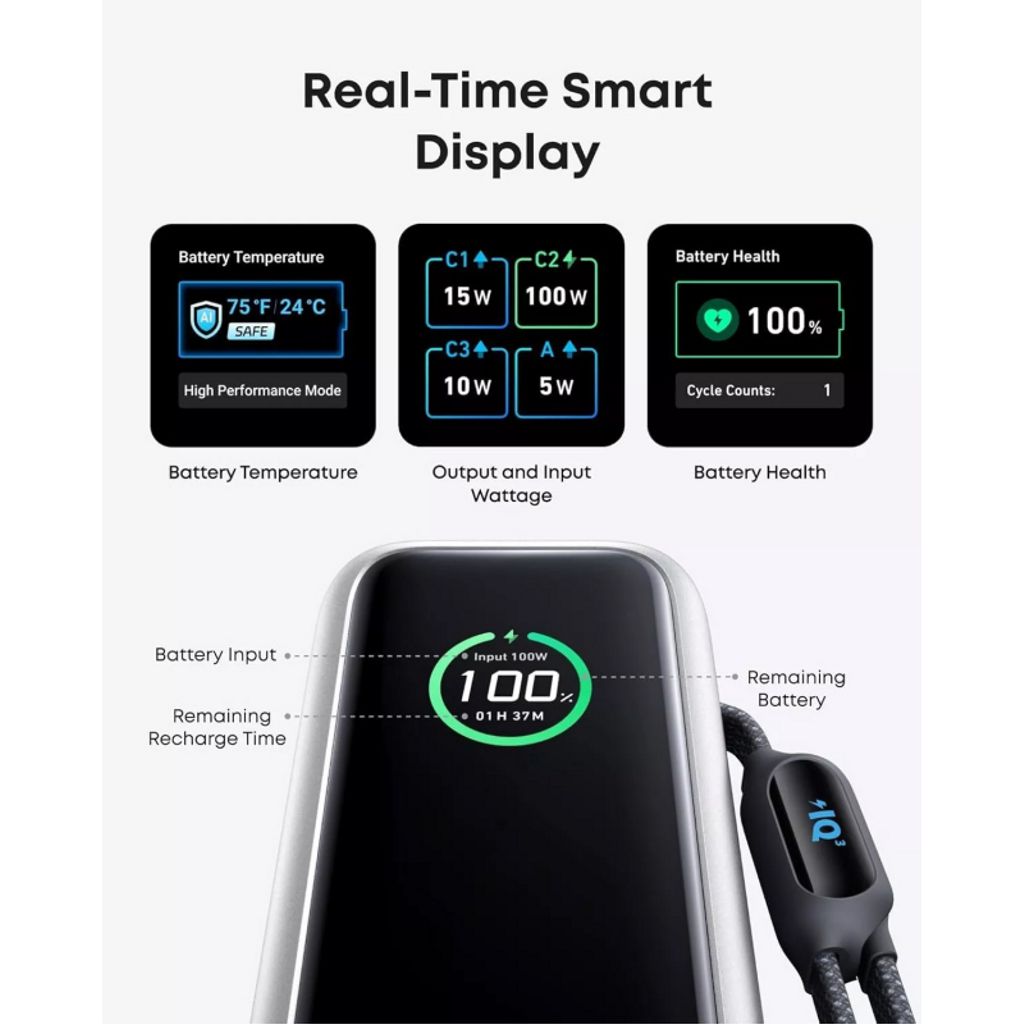 Anker 25.000 mAh Powerbank 165W - Sølv