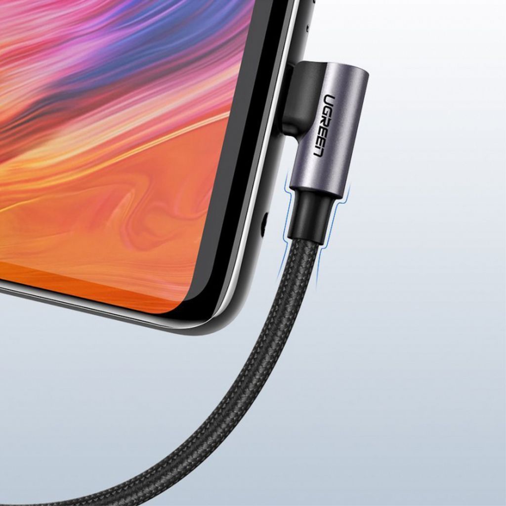 UGREEN US284 USB-A till USB-C kabel vinklad, 18W, 3A, 3m – Grå
