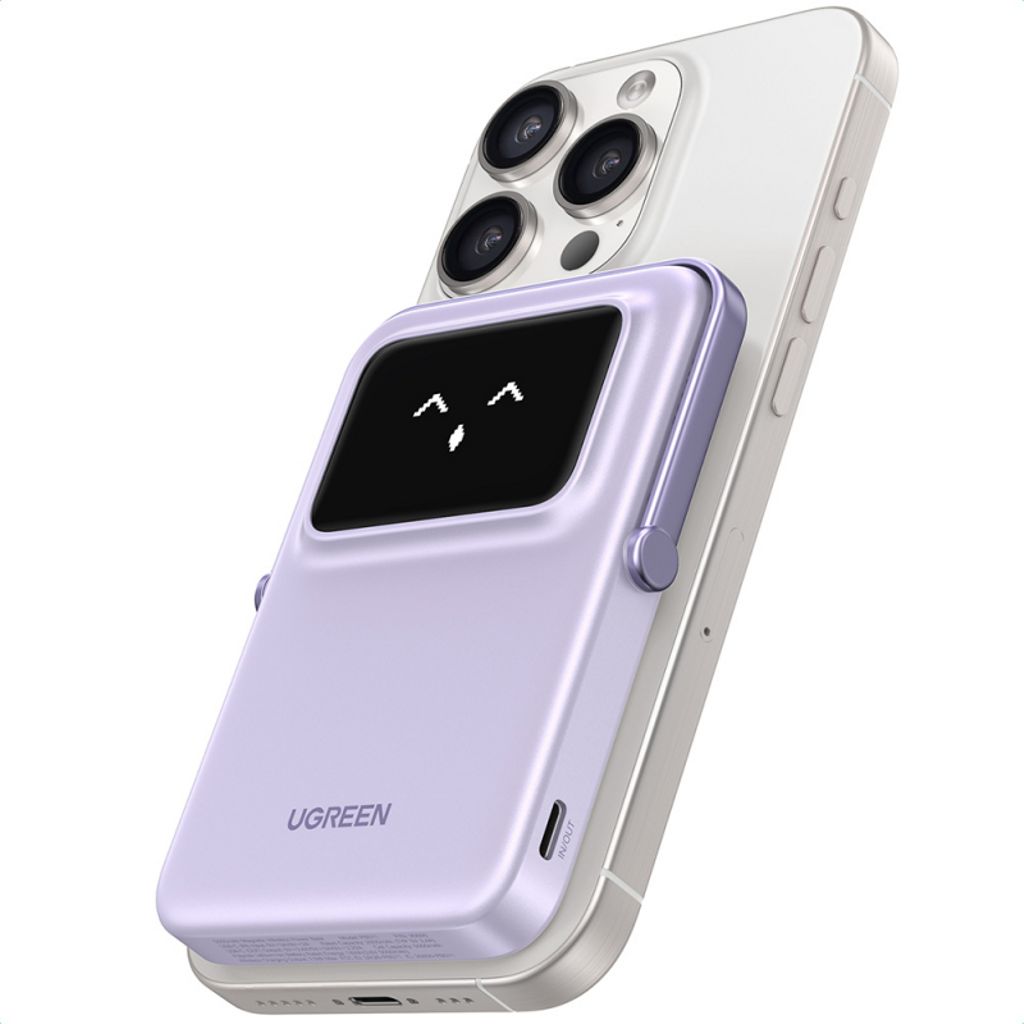 UGREEN PB571 Uno Magnetisk Powerbank 5000 mAh – 20W + Trådløs Opladning - Lilla