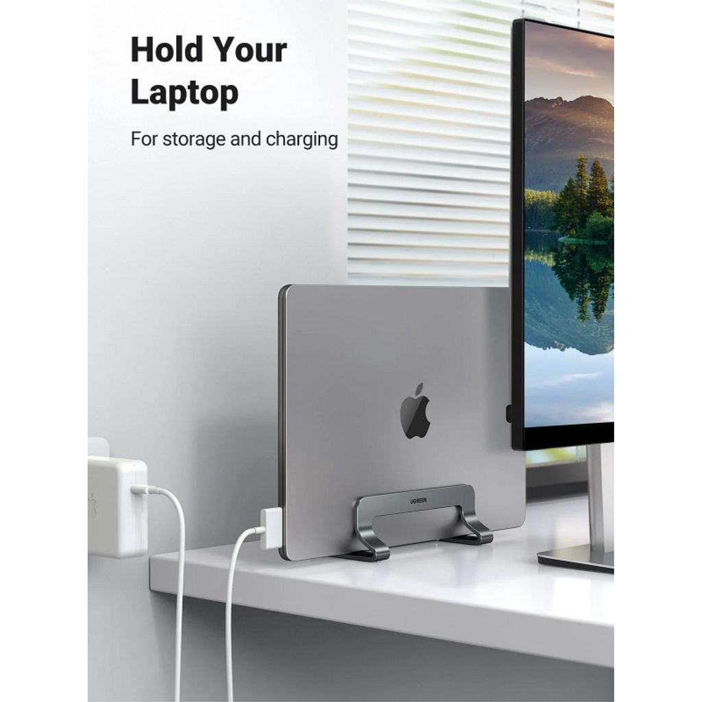 UGREEN LP258 vertikalt ställ för laptop med justerbar bredd – silver