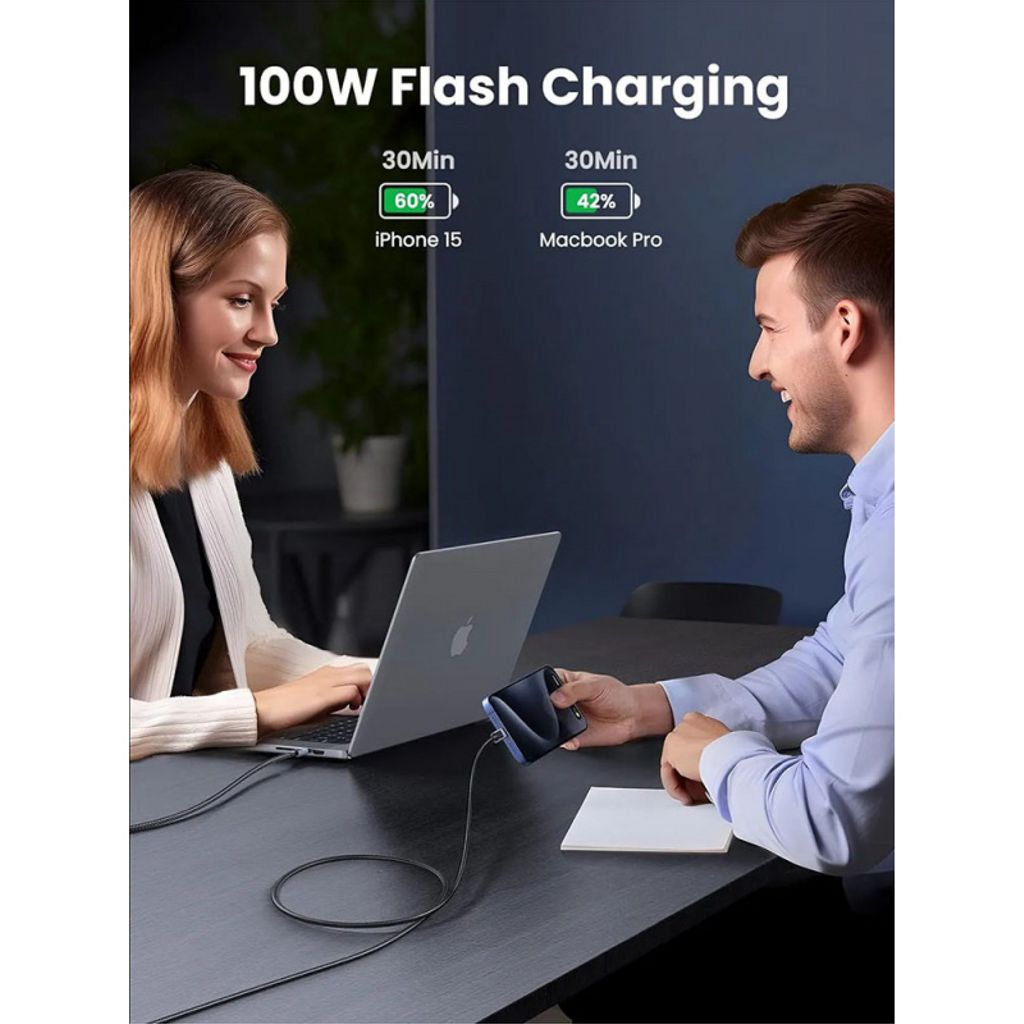 UGREEN L512 USB-C til USB-C kabel 100W – 0,5m, grå