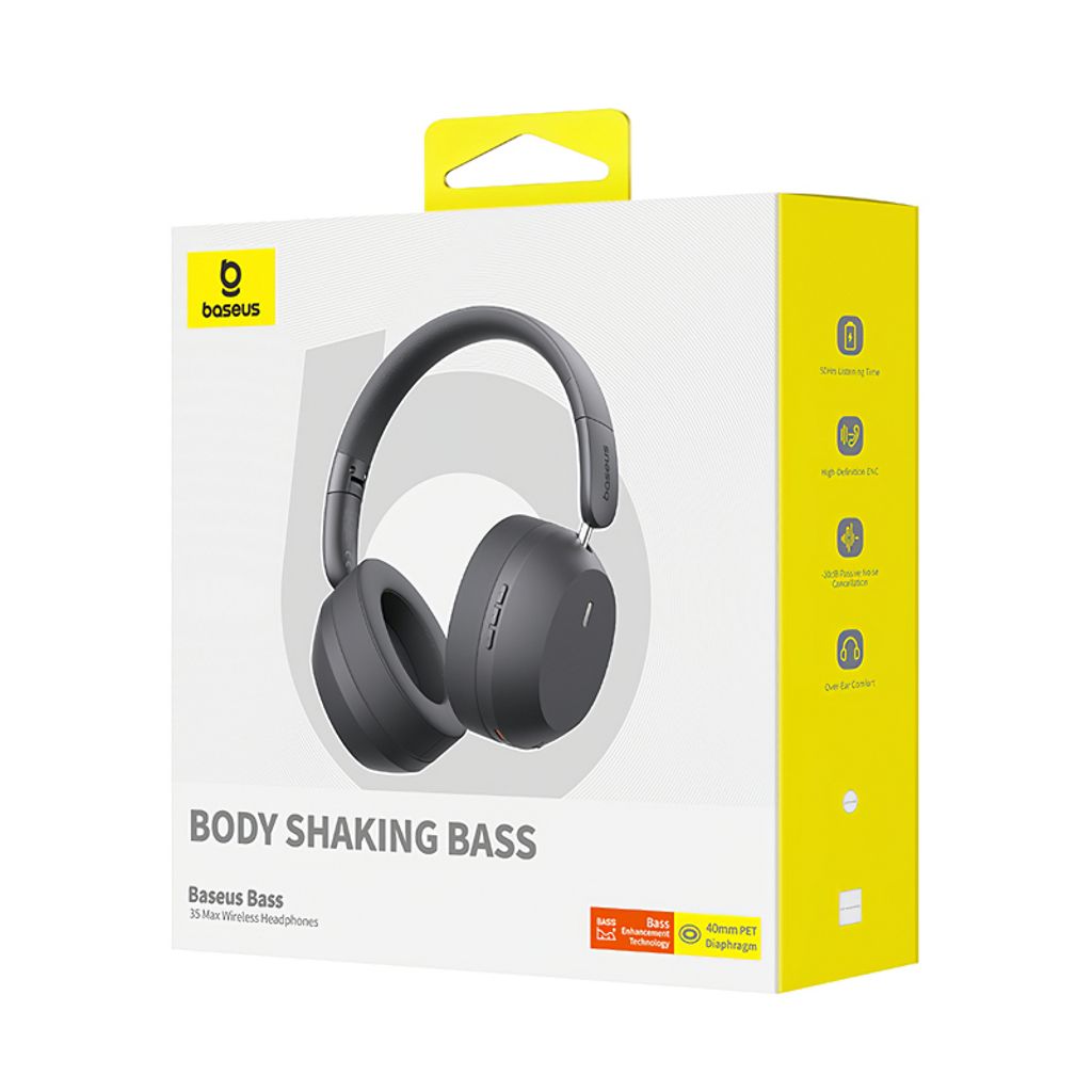 Baseus Bass 35 Max Langattomat Kuulokkeet Korvanpeitteiset - Harmaa