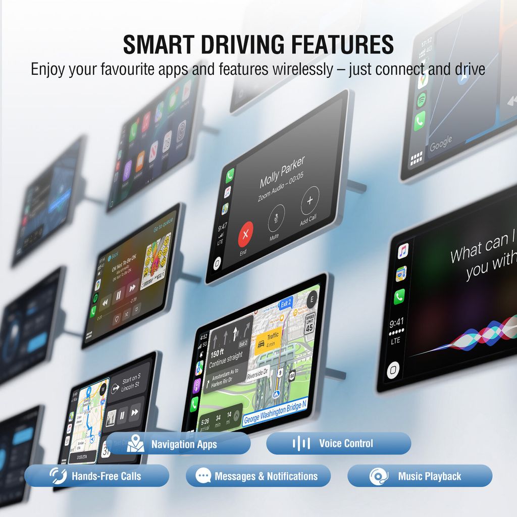 4Smarts trådløs CarPlay / Android Auto-adapter - svart