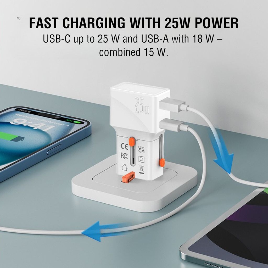 4Smarts Nomad Pocket 25W Universal Rejseadapter - Hvid