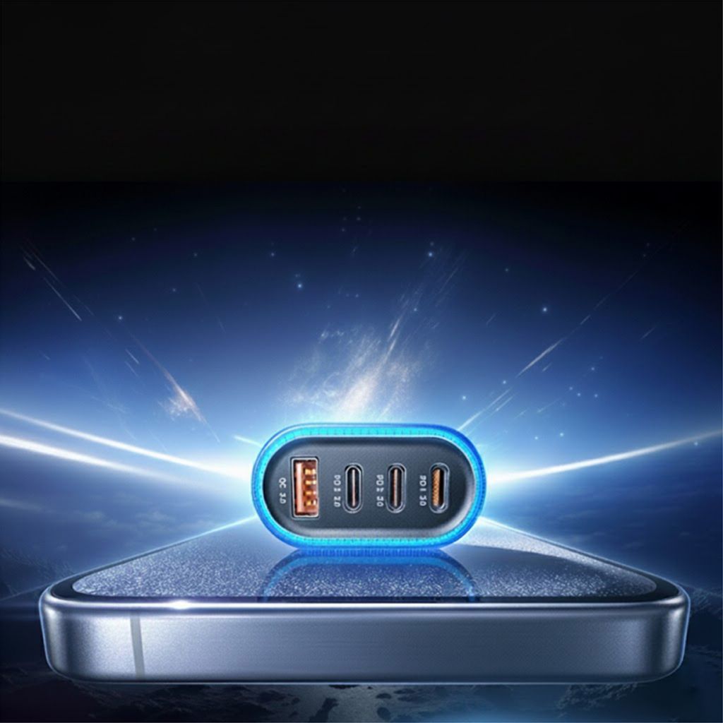 Lisen billaddare 101W, 3.25A, 1x USB-A / 3x USB-A med USB-C kabel – Svart