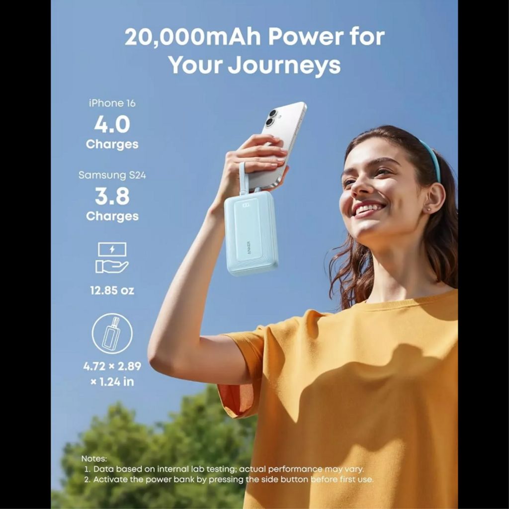 Anker Zolo powerbank 20000mAh med USB-C kablar – svart