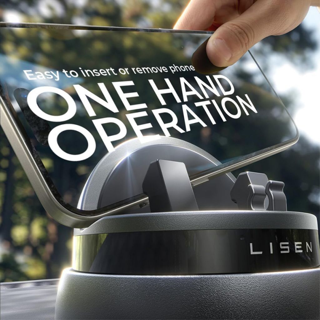 Lisen Bilholder til Telefon/Tablet 6mm-13mm Tykkelse - Sort