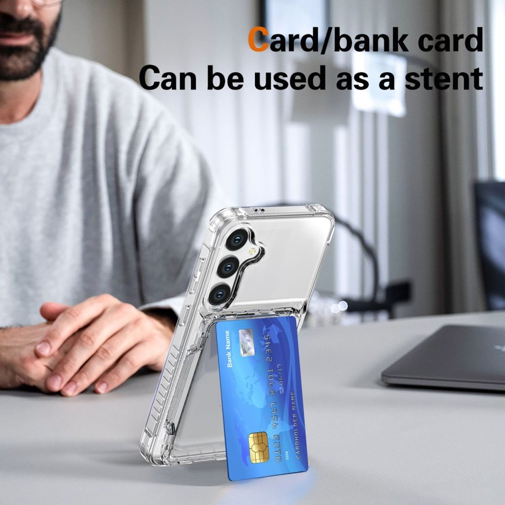 Samsung Galaxy S26 Plus Deksel Kortholder Stativ – Gjennomsiktig
