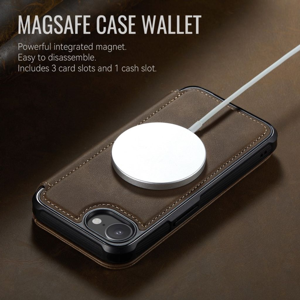 CASEME 053 iPhone 16e/iPhone 17e Lommeboketui MagSafe RFID Blokkerende - Brun