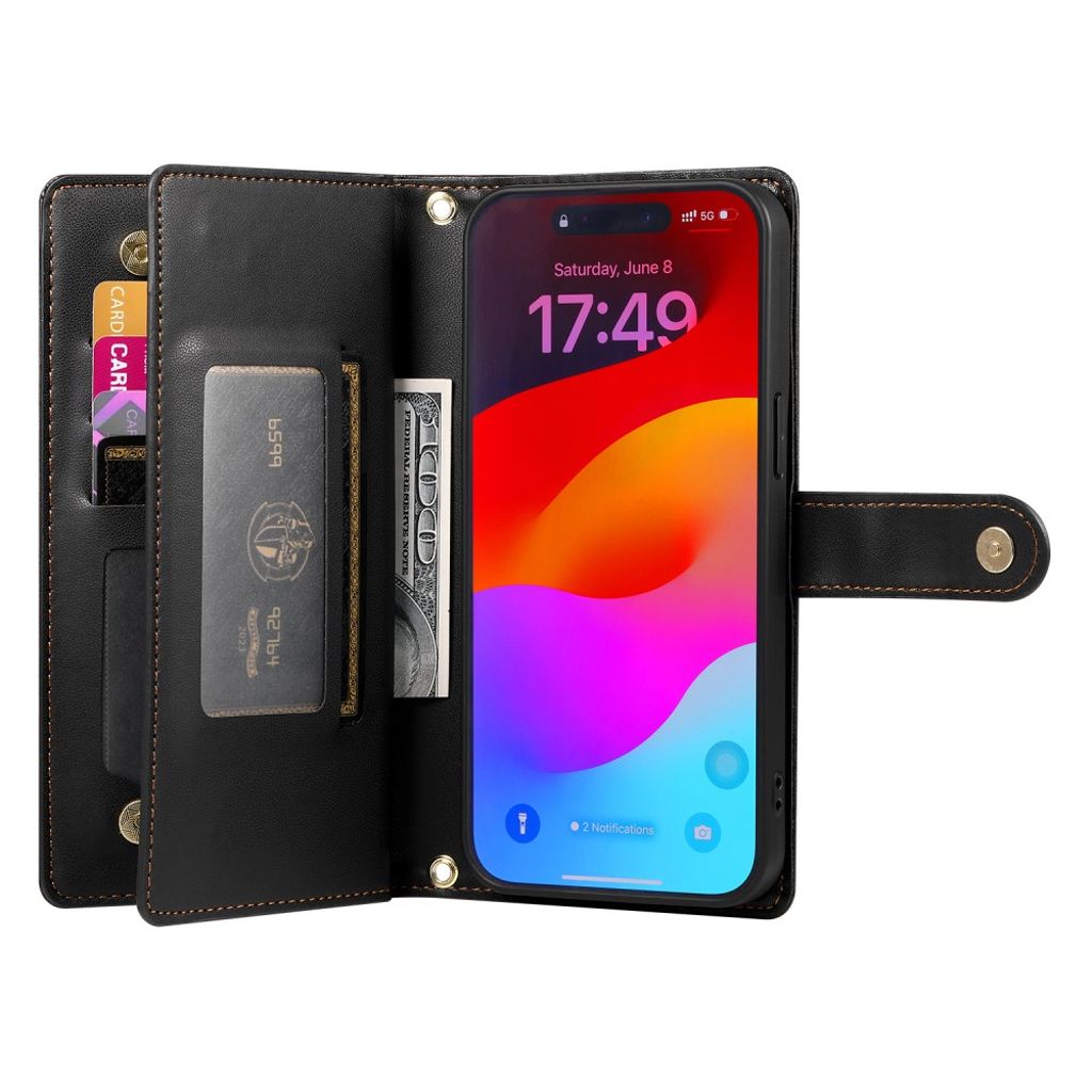 iPhone 17 Pro Plånboksfodral med Bärrem - Svart