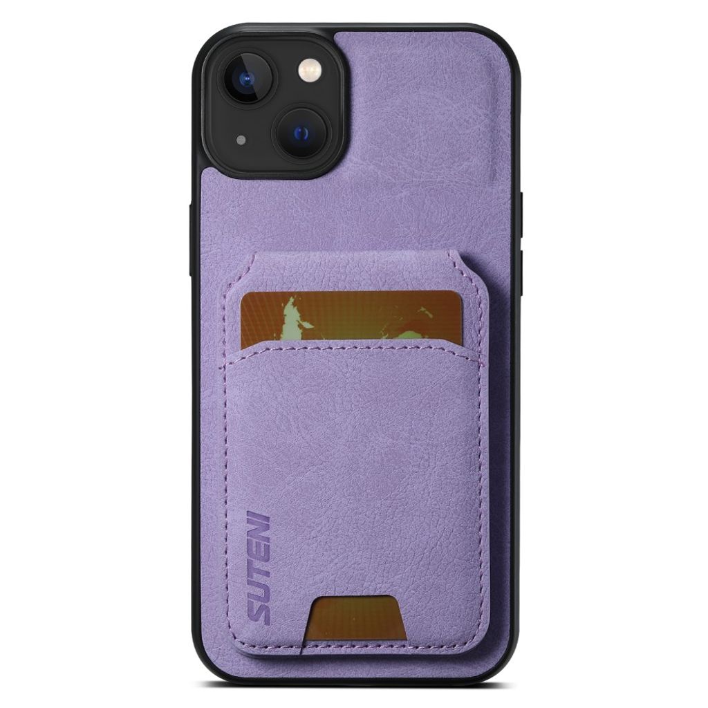 SUTENI iPhone 14 Cover Kortholder PU Læder – Lilla