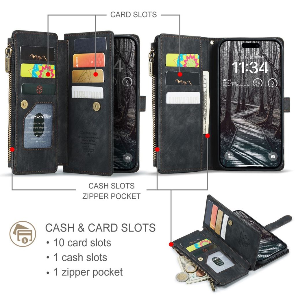 CASEME iPhone 17 Pro Max Etui med Stativ - Svart
