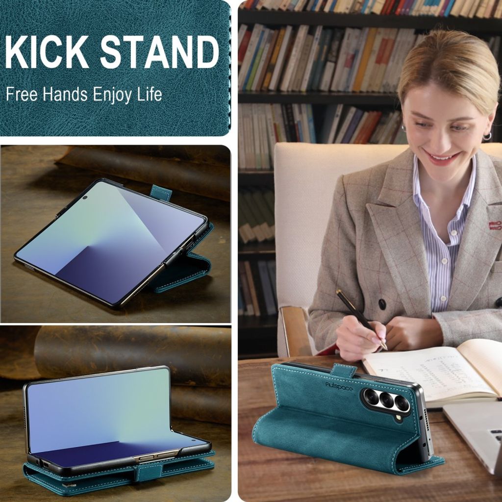 AUTSPACE Samsung Galaxy Z Fold8 Ultra Flip Cover med RFID blokering - Blå