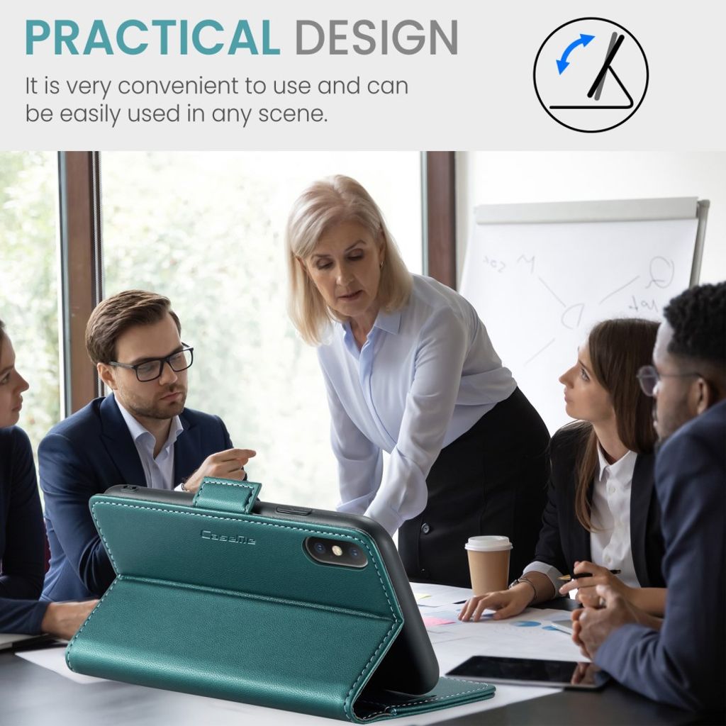 CASEME iPhone XS Max Pungetui med RFID og 3 Kortplads – Grøn