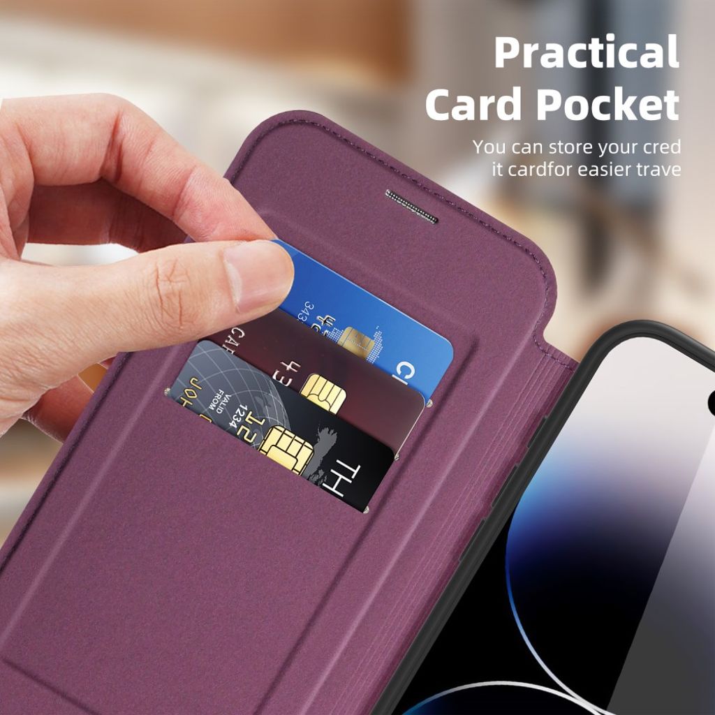 iPhone 14 Pro Max Wallet Cover MagSafe Compatible - Dark Purple