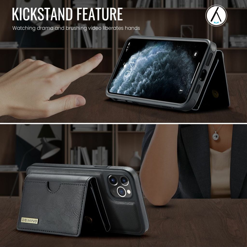 DG.MING iPhone 11 Pro Max Plånboksskal RFID-blockering – Svart