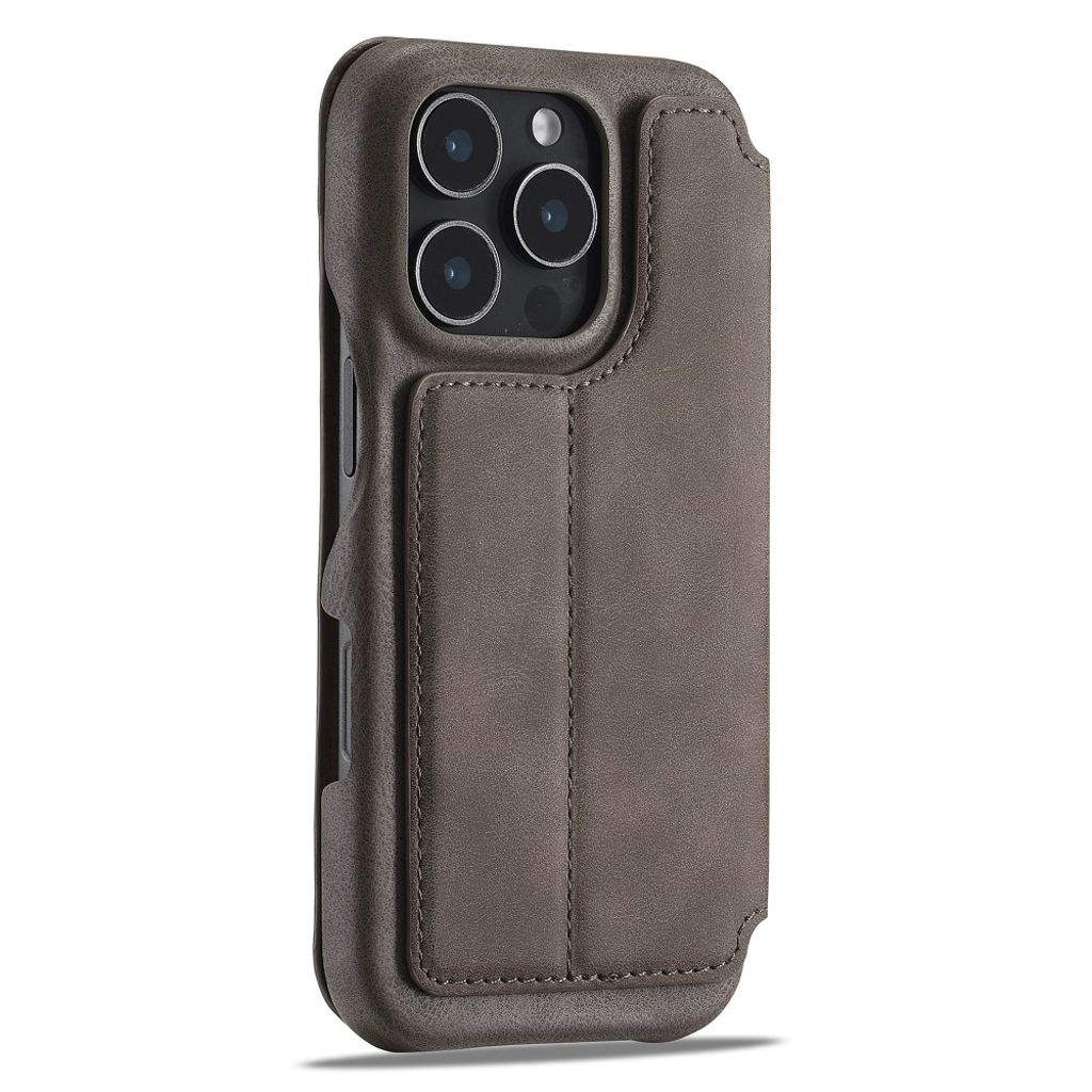 LC.IMEEKE iPhone 16 Pro Etui med Stativ - Mørkbrun