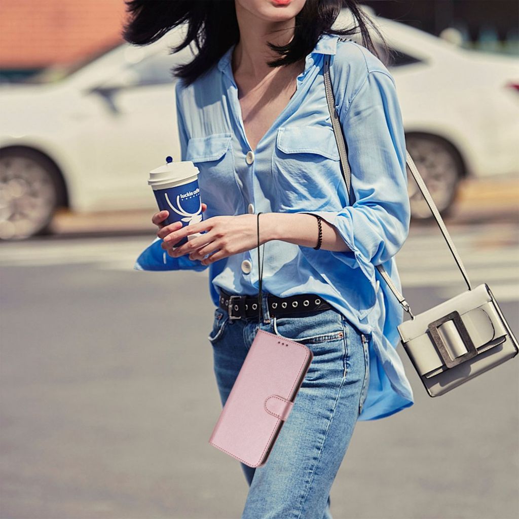 Samsung Galaxy A37 5G Lompakkokotelo RFID-estävä PU-nahka - Vaaleanpunainen