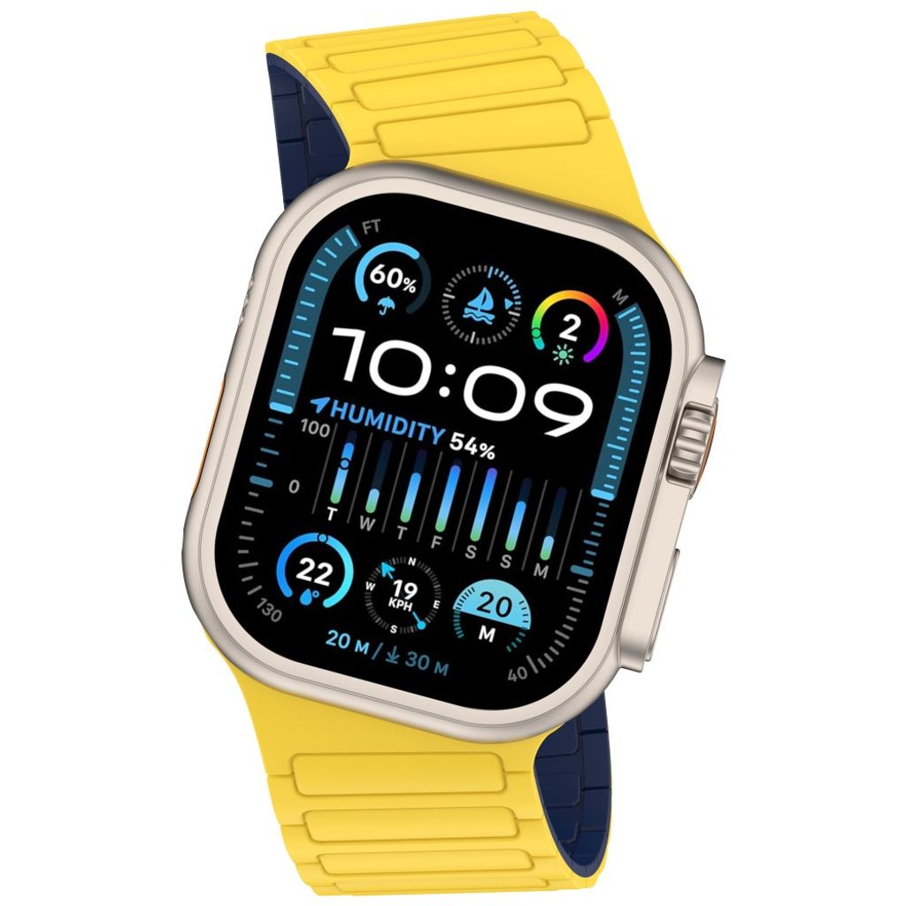 Apple Watch 42/41/40/38mm Klockarmband i Silikon Magnetisk Loop - Gul/Blå