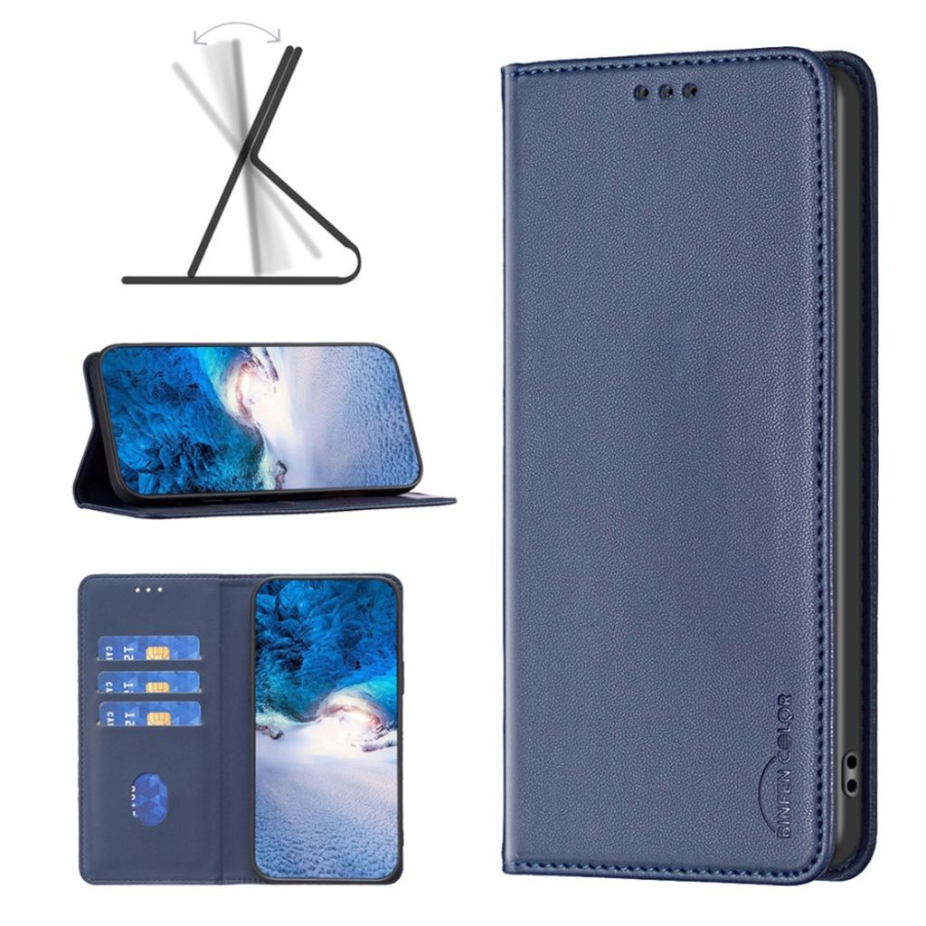 BINFEN COLOR iPhone 16 Plus Wallet Cover with Stand – Blue