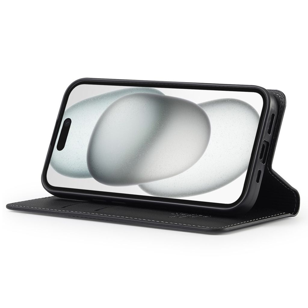 LC.IMEEKE iPhone 14/13 Wallet Cover Stand - Black