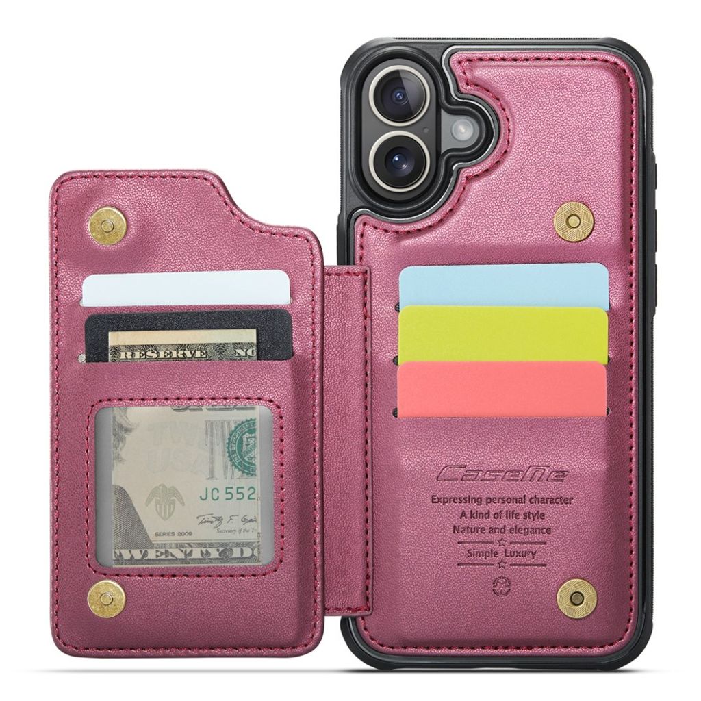 CASEME iPhone 16 Plus Case with 5 Card slots - Red