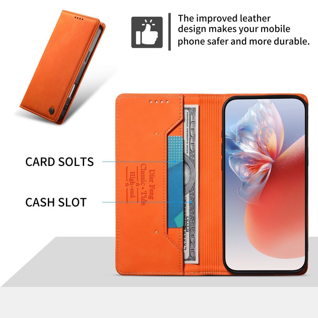 DIERFENG iPhone 18 Pro/17 Pro Lommeboketui RFID-blokkerende - Oransje