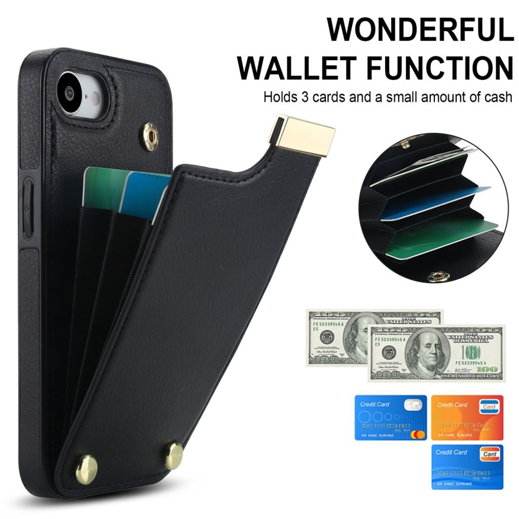 iPhone 16e Case with Card Holder - Black