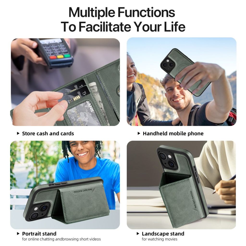 iPhone 15 Wallet Case MagSafe Compatible – Dark Green