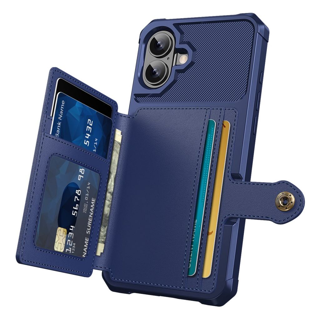 iPhone 16 Plus Case with 5 Card slots - Blue