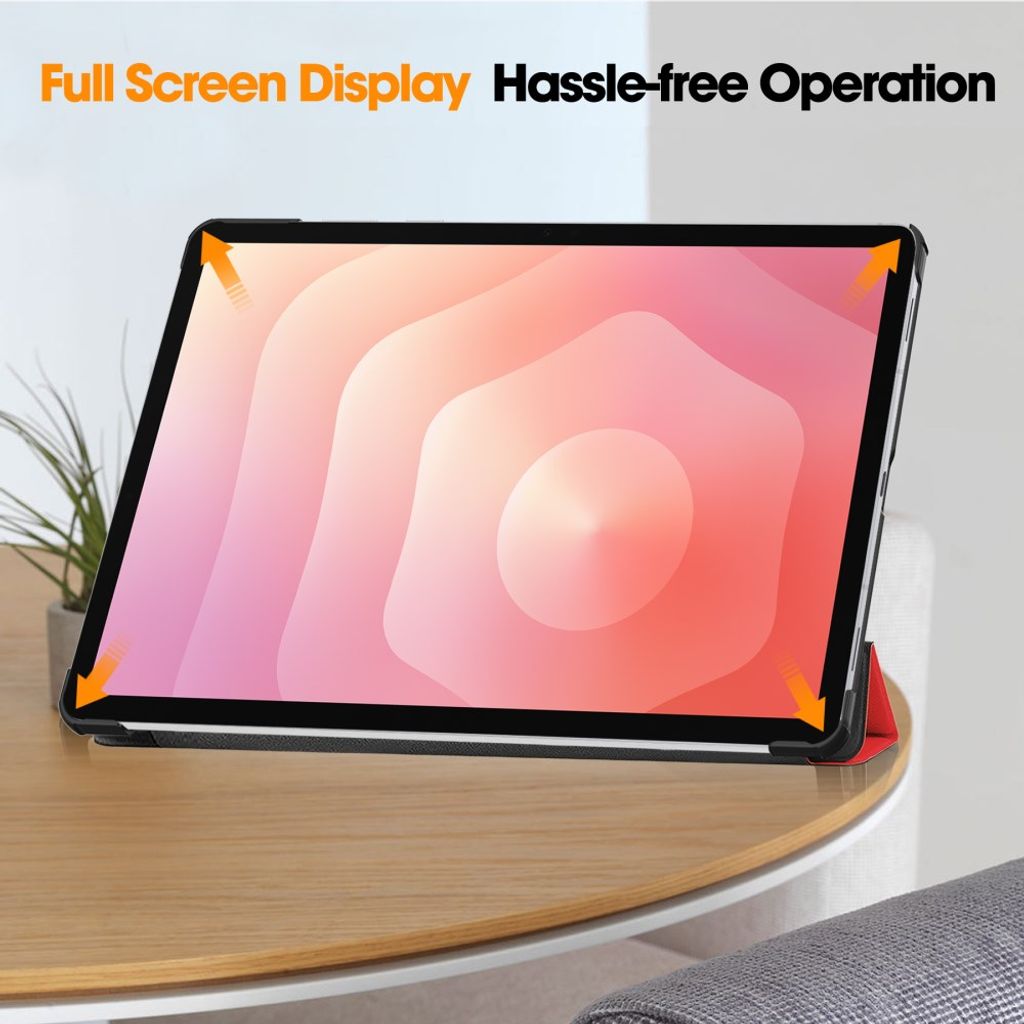Samsung Galaxy Tab S12 Plus Slimmat Tri-fold stativfodral - Röd
