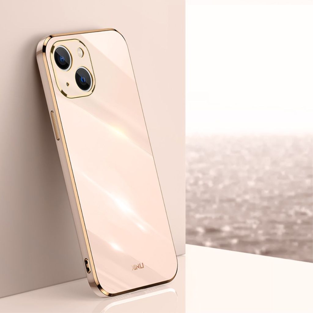 XINLI iPhone 13 mini TPU Case Golden Edge - Light Pink