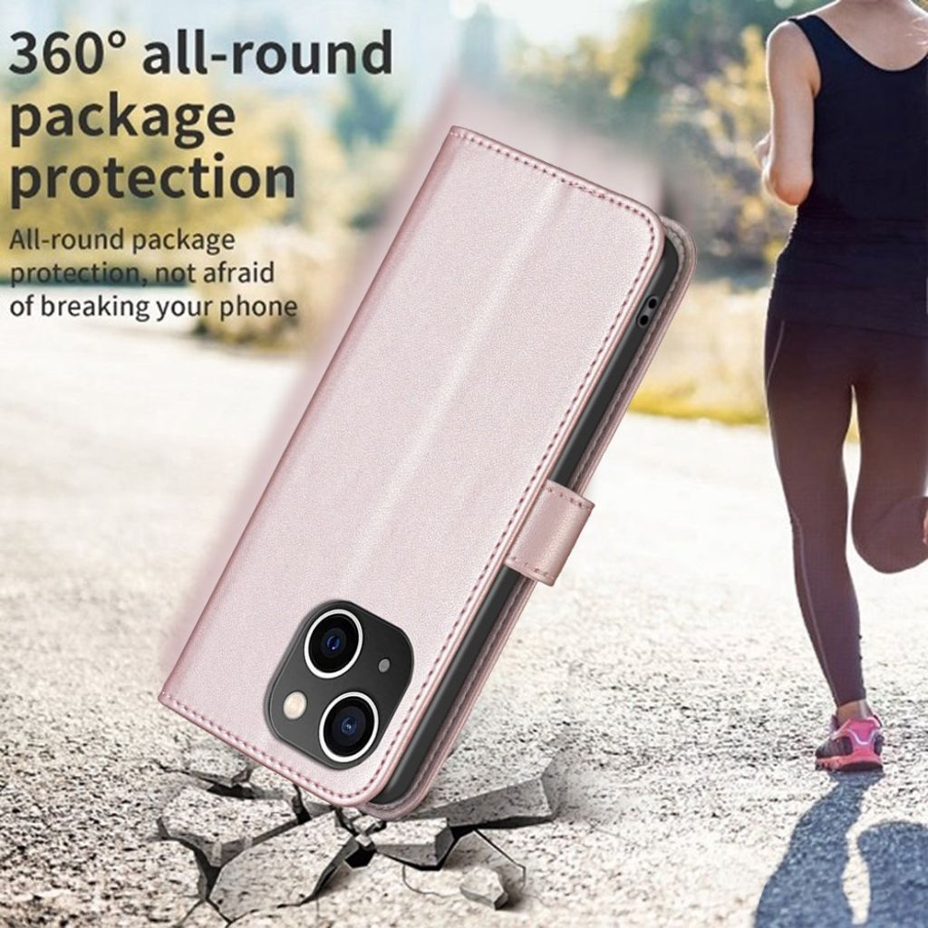 BINFEN COLOR iPhone 15 Wallet Cover Stand – Rose Gold